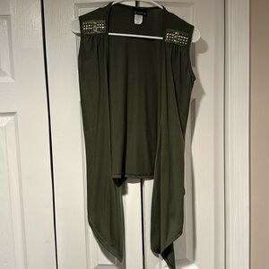 Say Anything Army Dark Olive Green Tank Top Cardigan Medium Jewels